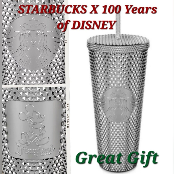 DISNEY x STARBUCKS 100 Years of Disney Silver Studed Tumbler Disneyland … - Picture 1 of 7